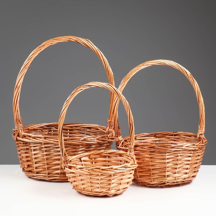 Набор корзин, 3 шт, 30×22/33 см, 26×12/28 см, 20×10/23 см, ива Набор корзин, 3 шт, 30×22/33 см, 26×12/28 см, 20×10/23 см, ива