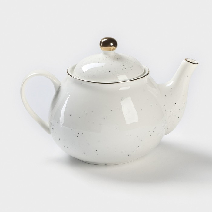 Чайник фарфоровый заварочный Доляна &laquo;Млечный путь&raquo;, 900 мл, цвет белый в крапинку