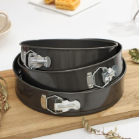 Набор форм для выпечки Доляна &laquo;Элин. Круг&raquo;, 3 предмета: d=24/26/28 см, съёмное дно, антипригарное покрытие, цвет чёрный