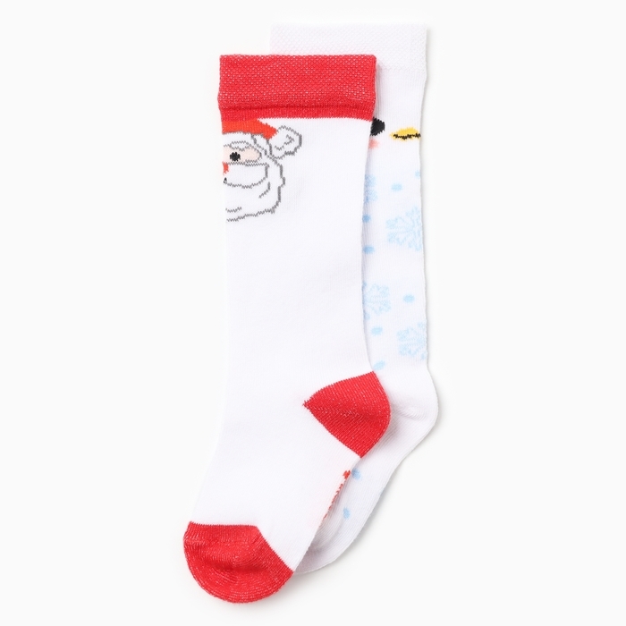 Новый год.Гольфы детские 2 пары Крошка Я, 12-14 см, голубой / красный