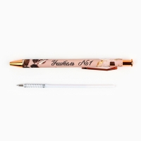 Ручка шариковая автоматическая софт-тач пластик &laquo;Учителю: Учитель №1&raquo;, синяя паста, 0.7 мм