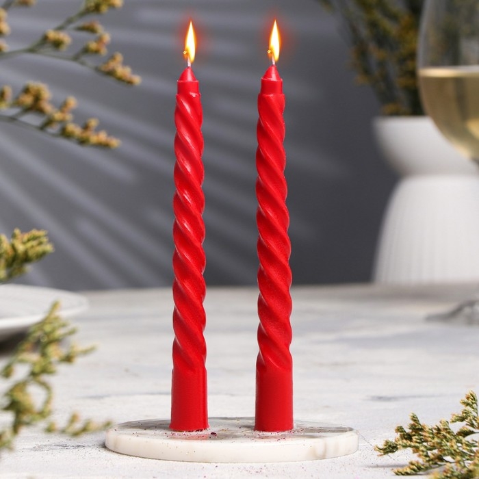 Набор свечей витых, 1,5х 15 см, 2 штуки, аромат роза Набор свечей витых, 1,5х 15 см, 2 штуки, аромат роза