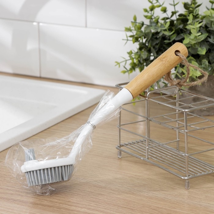 Щётка для посуды Доляна Meli, бамбуковая ручка, двухсторонняя, ворс TPR 1,8 см, 5×26,5 см Щётка для посуды Доляна Meli, бамбуковая ручка, двухсторонняя, ворс TPR 1,8 см, 5×26,5 см