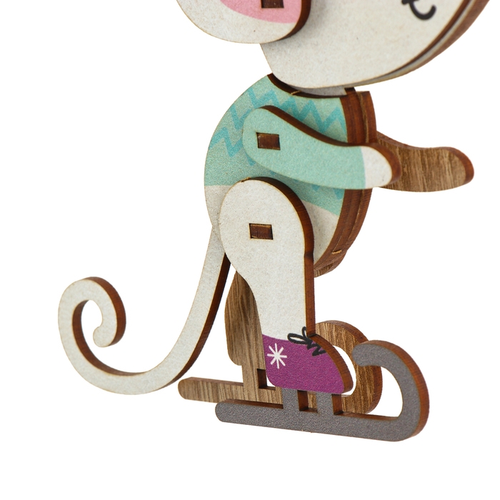 Ёлочная игрушка - подвеска деревянная сборная &laquo;Новый год! Мышонок&raquo;