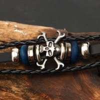 Браслет мужской &laquo;Стиль&raquo; череп, цвет чёрный с серебром, 20 см