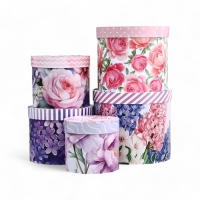 Набор шляпных коробок для цветов 5 в 1, упаковка подарочная, &laquo;Весна&raquo;, 16 х 14 см - 22 х 19,5 см