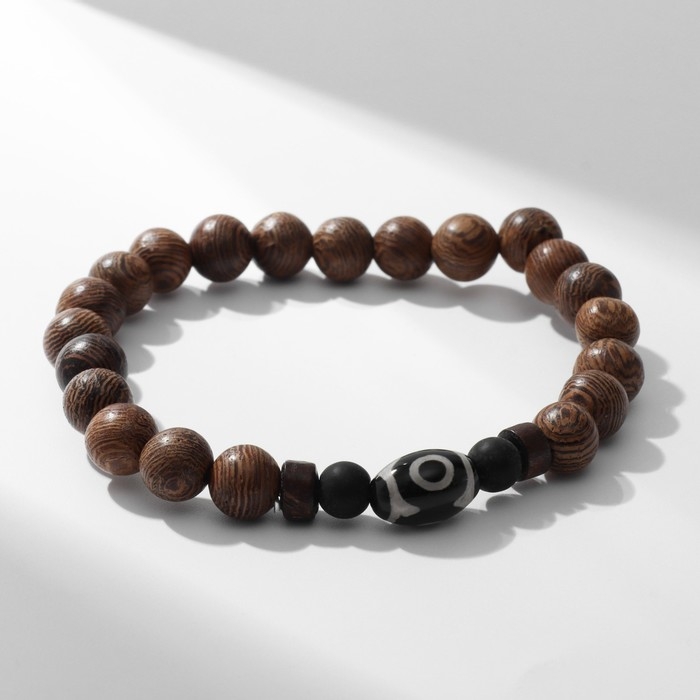 Браслет мужской &laquo;Бусина дзи&raquo; дерево, цвет коричневый