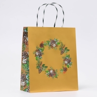 Новый год. Пакет бумажный подарочный новогодний крафт "Волшебного нового года" 18 х 22,3 х 10 см.