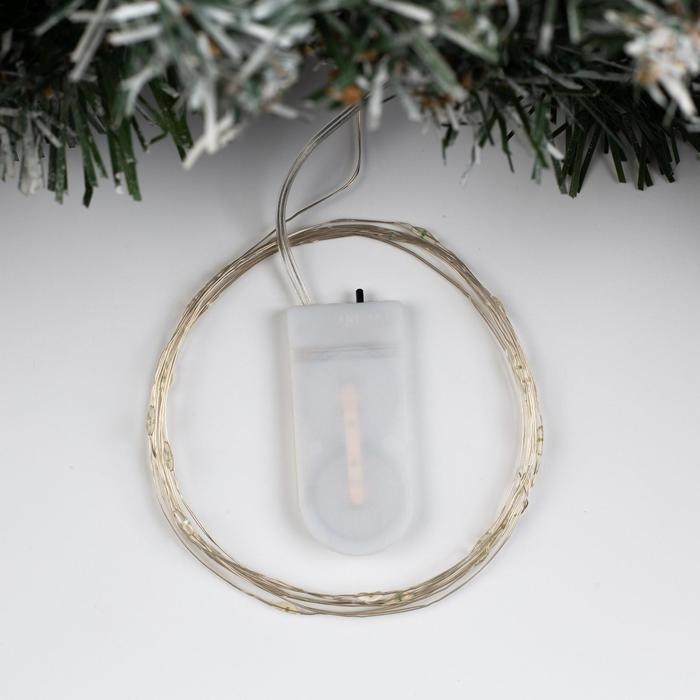 Гирлянда &laquo;Нить&raquo; 2 м роса, IP20, серебристая нить, 20 LED, батарейки CR2032х2 (в комплекте), свечение синее