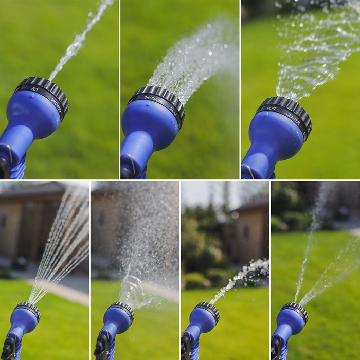 Шланг поливочный растягивающийся от 5 до 15 м, латекс, быстросъёмный, с поливочным пистолетом и штуцером, Greengo Шланг поливочный растягивающийся от 5 до 15 м, латекс, быстросъёмный, с поливочным пистолетом и штуцером, Greengo