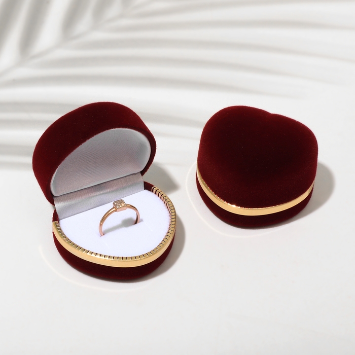 Футляр бархатный под кольцо &laquo;Сердце&raquo; 4&times;5, цвет бордовый с золотом