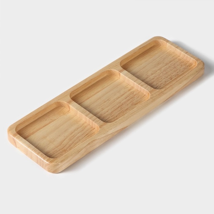 Менажница Magistro Tropical, 3 секции, 30&times;10&times;1,8 см, каучуковое дерево