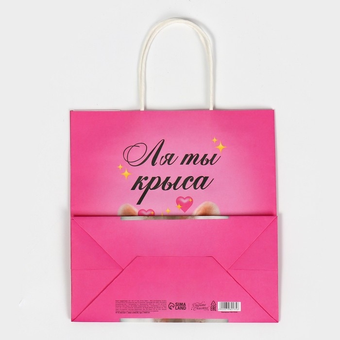 Пакет подарочный, упаковка, &laquo;Ля ты&raquo;, 22 х 22 х 11 см
