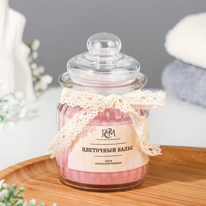 Свеча в банке ароматизированная Свеча в банке ароматизированная "Цветочный вальс" 180 гр, время горения 45 ч
