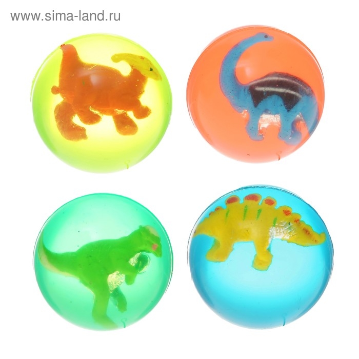 Мяч каучуковый &laquo;Динозавр&raquo;, диаметр 4,5 см, цвета МИКС