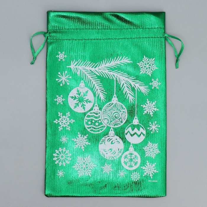 Мешочек подарочный парча &laquo;Игрушки&raquo;, 16 х 24 см +/- 1.5 см, Новый год
