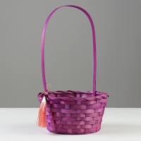 Корзина плетеная, D19 х 9 х 32 см, фиолетовая, бамбук Корзина плетеная, D19 х 9 х 32 см, фиолетовая, бамбук
