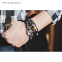 Браслет унисекс &laquo;Стиль&raquo; диски, цвет чёрный с серым металлом, 21,5 см