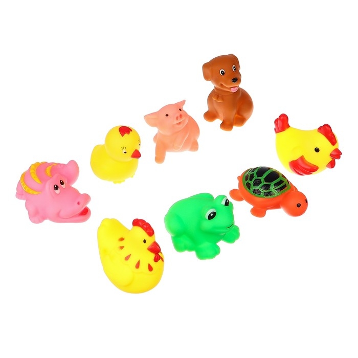 Набор резиновых игрушек для ванны &laquo;Друзья&raquo;, 8 шт, с пищалкой, Крошка Я