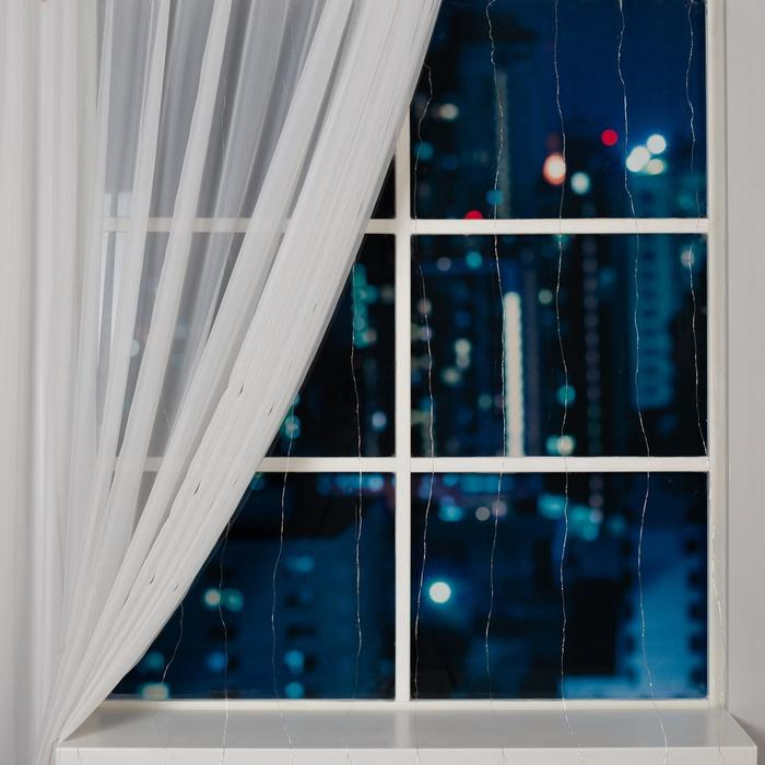 Гирлянда &laquo;Занавес&raquo; 2 &times; 2 м роса, IP20, серебристая нить, 300 LED, свечение мульти, 12 В