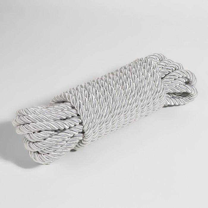 Шнур витой, d = 10 мм, 9 &plusmn; 1 м, цвет серебряный