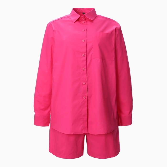 Костюм женский (рубашка и шорты) MIST Summer time, размер 44, розовый