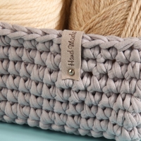 Бирка с кнопкой &laquo;Hand made&raquo;, 8 &times; 1,5 см, 10 шт, цвет серый