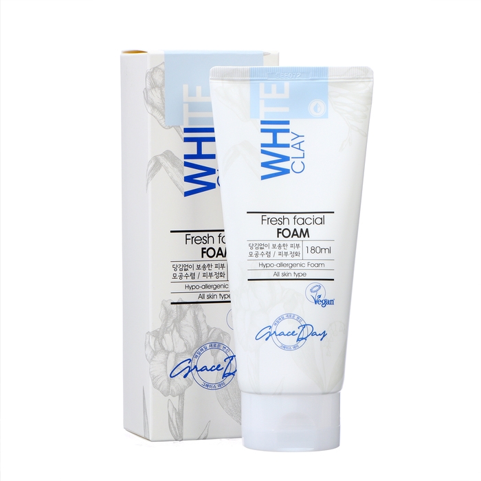Пенка для лица Grace Day, осветляющая и очищающая, с белой глиной, 180 мл Пенка для лица Grace Day, осветляющая и очищающая, с белой глиной, 180 мл