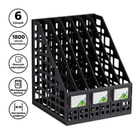 Лоток для бумаг cборный, вертикальный, 6 отделений, чёрный