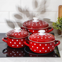 Набор кастрюль &laquo;Моника&raquo;, 3 предмета: 1,5 л, 2 л, 3 л, эмалированные крышки, индукция