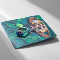 Кольцо &laquo;Япония&raquo; кувшинка, цвет бордово-голубой в серебре, безразмерное