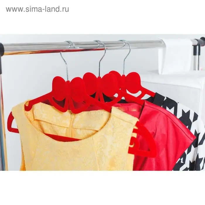 Плечики для одежды &laquo;Бант&raquo;, размер 44-46, флокированное покрытие, цвет МИКС