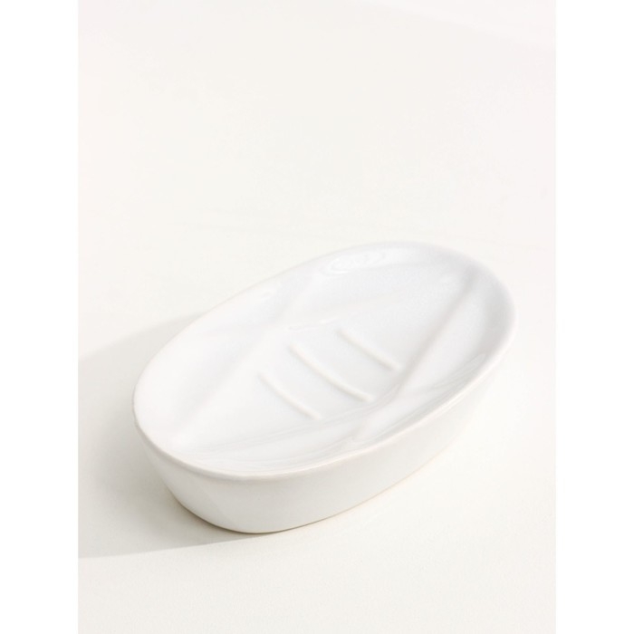 Набор аксессуаров для ванной комнаты Доляна &laquo;Геометрия&raquo;, 4 предмета (дозатор, мыльница, два стакана), цвет белый