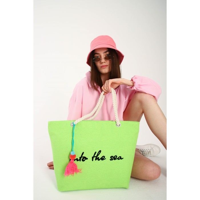 Сумка женская пляжная Into the sea, 50х34,5х14 см, зелёный цвет Сумка женская пляжная Into the sea, 50х34,5х14 см, зелёный цвет