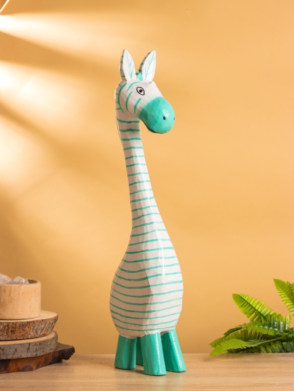 Сувенир &laquo;Зебра&raquo;, 13&times;7&times;52 см, дерево, бело-бирюзовый