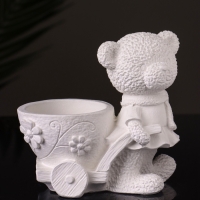 Кашпо "Медведица с тележкой" 10х10х6 см, натуральный