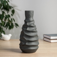 Керамическая ваза декоративная настольная &laquo;Майлз&raquo;, для цветов, сухоцветов, d-5 см, 24.5&times;11 см, чёрный