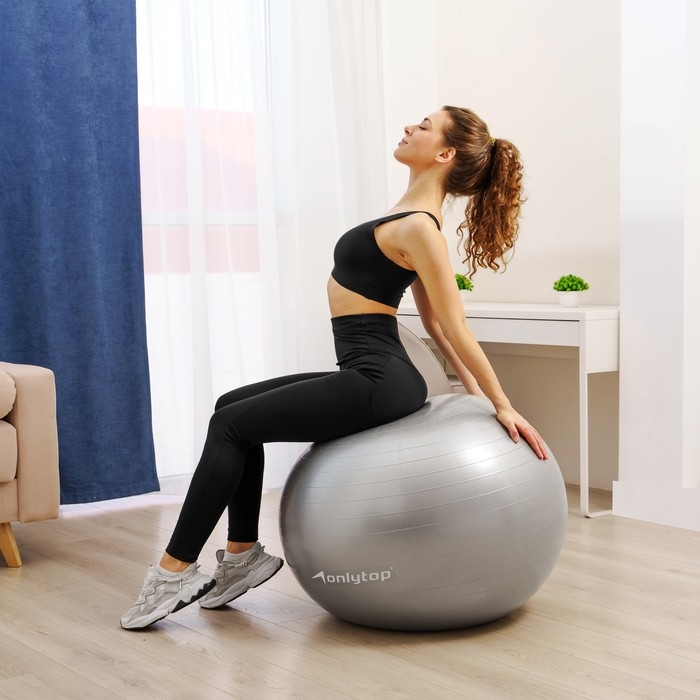Фитбол ONLYTOP, d=85 см, 1400 г, антивзрыв, цвет серый