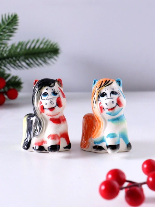 Сувенир Пони, 6,5х5х3,5 см, гжель, цвет