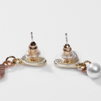 Серьги с эмалью &laquo;Котик&raquo; с сердечками, цвет чёрно-красный в золоте