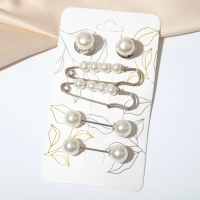 Набор булавок (6 шт.) &laquo;Жемчужная нежность&raquo;, 3,5 см, цвет белый в серебре