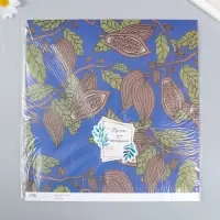 Бумага для скрапбукинга "Какао на синем" плотность 180 гр 30,5х32 см