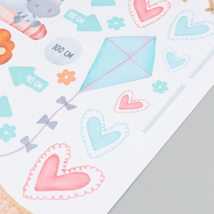 Наклейка интерьерная цветная ростомер Наклейка интерьерная цветная ростомер "Зверушки. Африка" 50х70 см