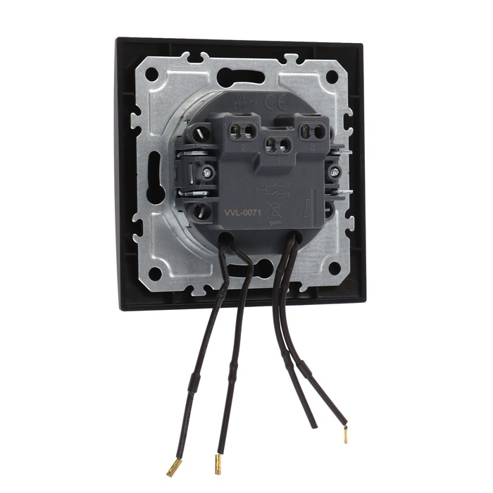 Выключатель TOT Elegant, 10 А, 2 кл., с подсветкой, скрытый, черный Выключатель TOT Elegant, 10 А, 2 кл., с подсветкой, скрытый, черный