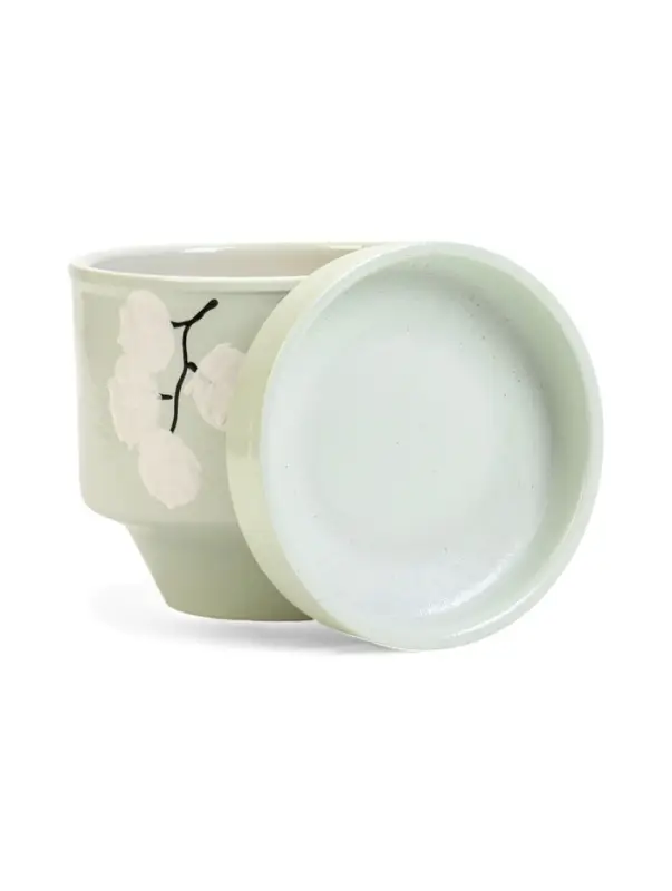 Горшок цветочный с поддоном 0,9 л, керамика "Листья" (М)