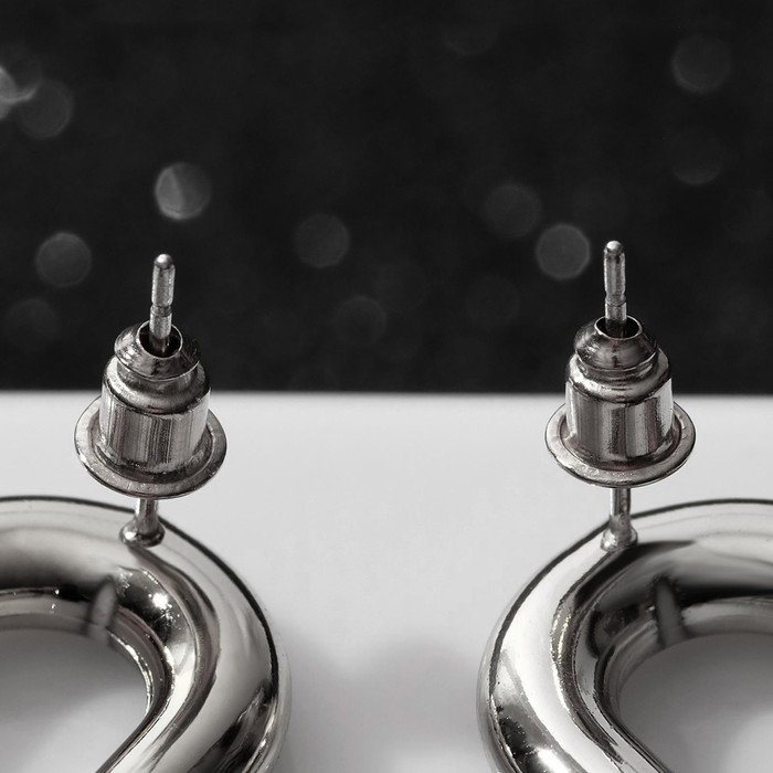 Серьги металл &laquo;Цепь&raquo; неровность, 2 звена, цвет серебристо-чёрный