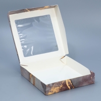 Кондитерская упаковка, коробка с ламинацией &laquo;Мрамор&raquo;, 20 х 20 х 4 см