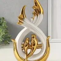 Сувенир керамика "Две птички на ветке" белый с золотом 7х15,5х29,5 см