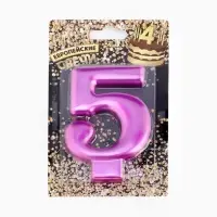 Свеча для торта &laquo;Европейская ГИГАНТ&raquo;, цифра 5, фиолетовый металлик