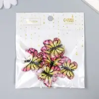 Декор для творчества пластик "Бабочка, жёлто-розовые крылья" 2,5х3,2 см